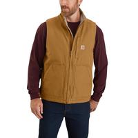 LOOSE FIT WASHED DUCK SHERPA-LINED MOCK-NECK VEST: CARHARTTBROWN