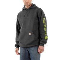 LOOSE FIT MIDWEIGHT LOGO SLEEVE GRAPHIC HOODIE: 026CARBONHEATHER