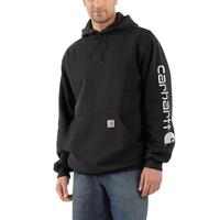 LOOSE FIT MIDWEIGHT LOGO SLEEVE GRAPHIC HOODIE: BLKBLACK