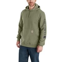 LOOSE FIT MIDWEIGHT LOGO SLEEVE GRAPHIC HOODIE: DOVDustyOlive