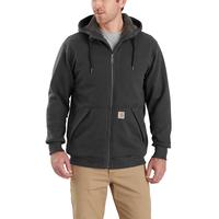 RAIN DEFENDER® RELAXED FIT MIDWEIGHT SHERPA-LINED FULL-ZIP SWEATSHIRT: CARBONHEATHER