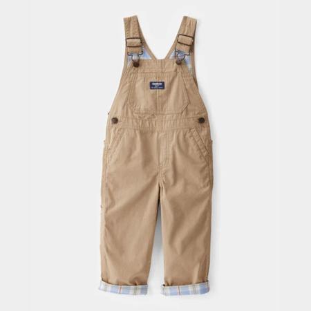 Toddler Lightweight Plaid-Lined Canvas Overalls