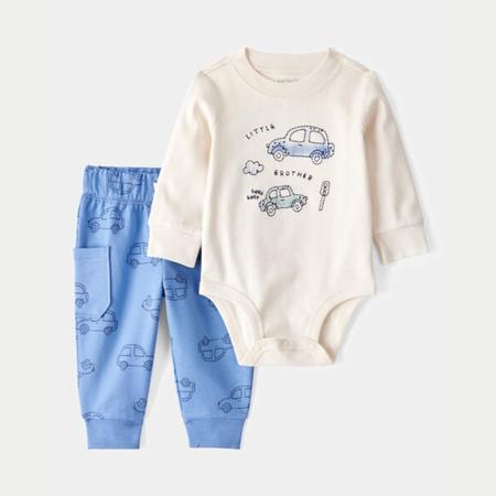 Baby 2-Piece Car Little Brother Long-Sleeve Bodysuit Pant Set 