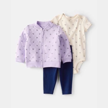 Baby 3-Piece Floral Quilted Little Jacket Set