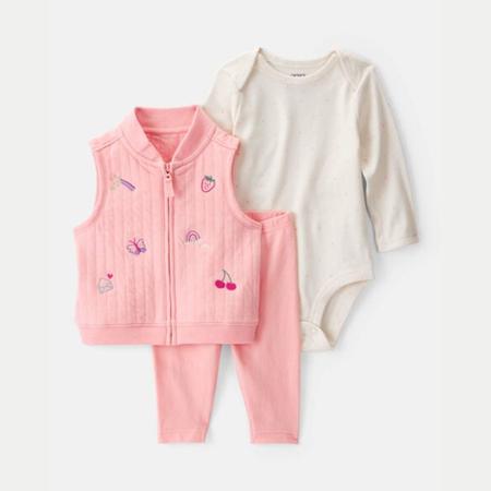 Baby 3-Piece Fruit Embroidered Little Vest Set