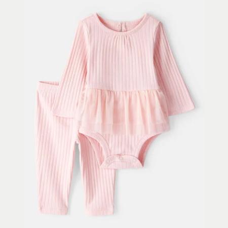Baby Girl 2-Piece Ribbed Tutu Bodysuit Pant Set