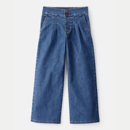 Kid Denim Wide Leg Pants - 70s Blue Wash
