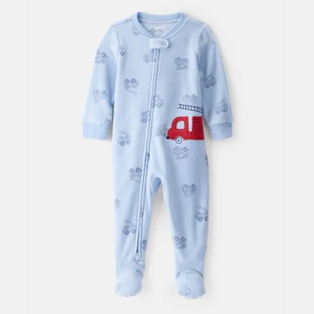 Toddler Boy Firetruck Loose Fit Long-Sleeve 1-Piece Pajamas